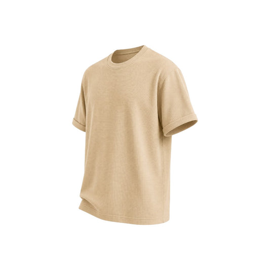 Anna G Fashion Men's Beige Crew Neck T-Shirt