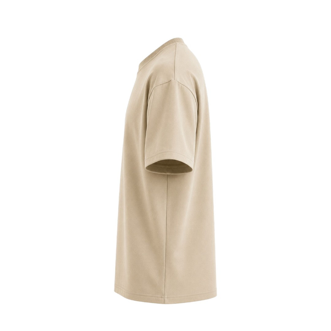 Anna G Fashion Men's Beige Crew Neck T-Shirt