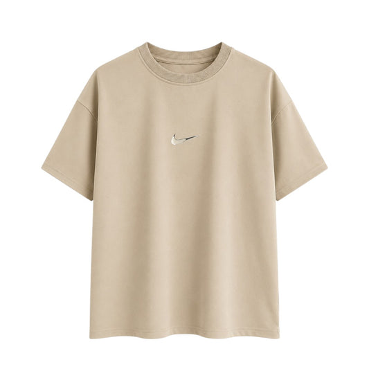Anna G Fashion Men's Beige Crew Neck T-Shirt