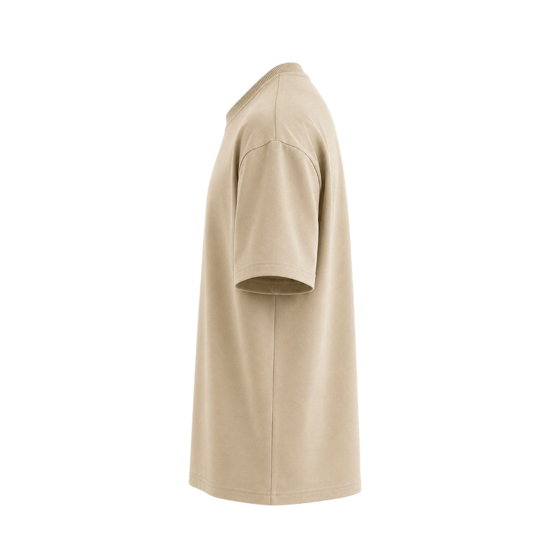 Anna G Fashion Men's Beige Crew Neck T-Shirt