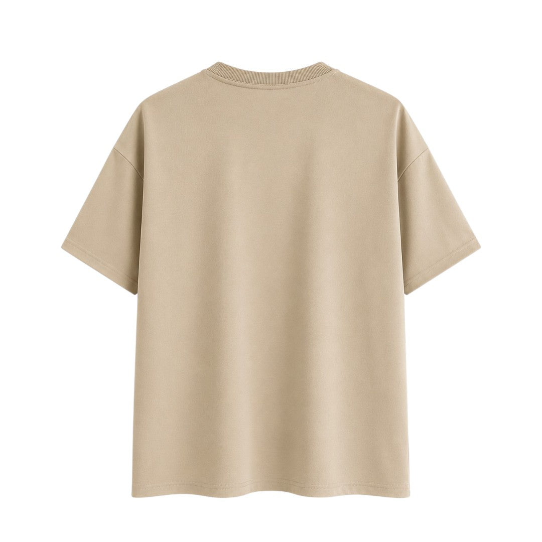 Anna G Fashion Men's Beige Crew Neck T-Shirt
