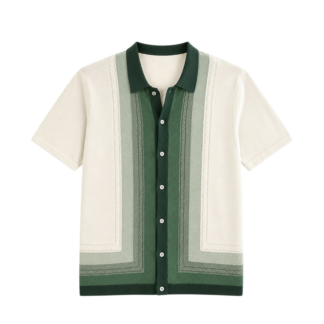 Anna G Fashion Men's Green Knit Button Polo Shirt