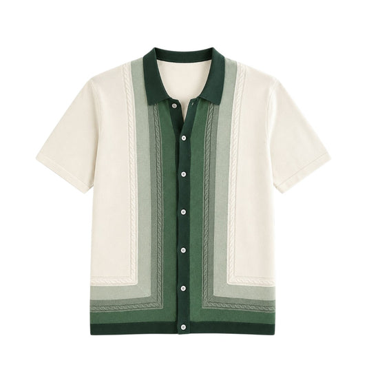 Anna G Fashion Men's Green Knit Button Polo Shirt