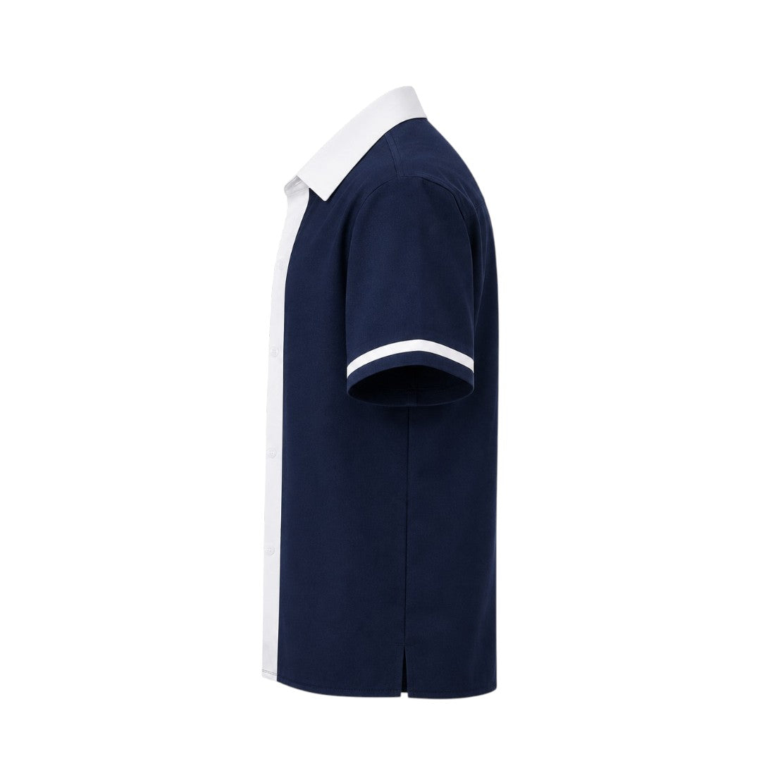 Anna G Fashion Men's Navy Layered Camp Collar Shirt