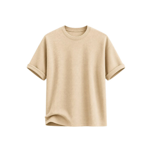 Anna G Fashion Men's Beige Crew Neck T-Shirt